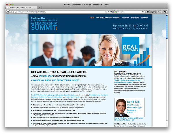 Medicine Hat Leaders in Business and Leadership Summit 2011 Website