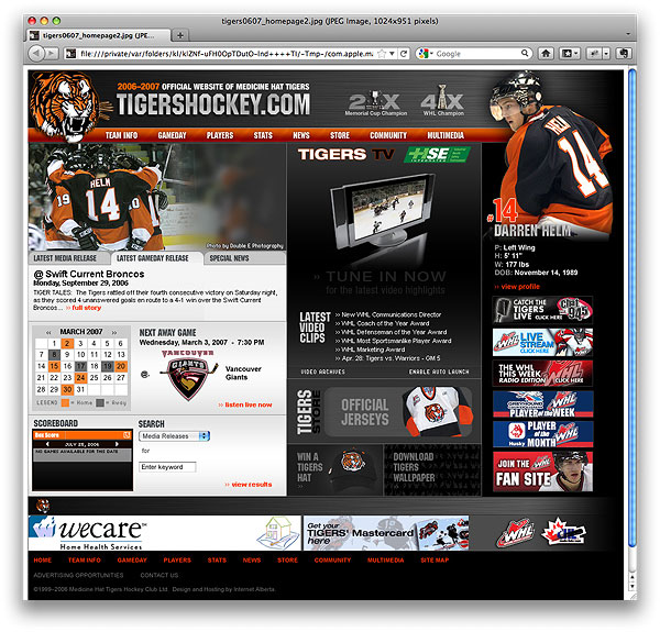 Tigershockey.com Proposed Home Page Layout